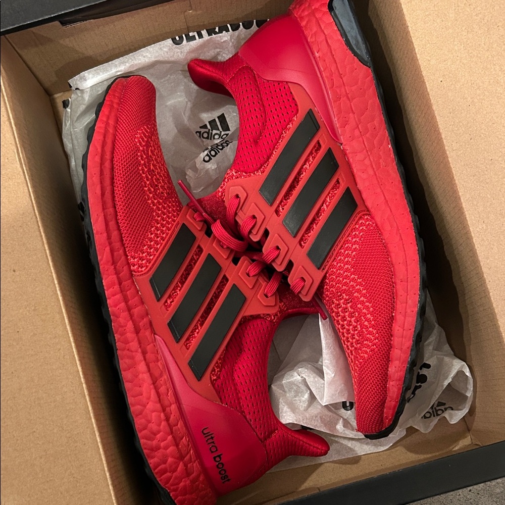 adidas ultraboost - red and white running shoes (Nebraska) - men’s size 9 - Picture 2 of 9